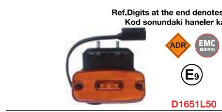 SIDE MARKER 3 LEDLI HELLA TIPI BRAKETLI KLICKLI D6151L50  SERTPLAS